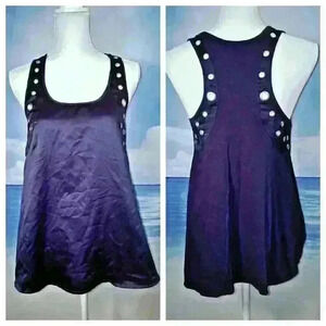 CHARLOTTE RUSSE Woman's DEEP ROYAL BLUE Shell CAMI Shirt Tank Top Size Med